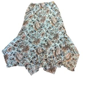 VTG Fairy Skirt Size M Floral Y2K Asymmetrical Hem Lined Light Blue‎ Whimsical